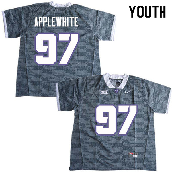 Youth #97 Christian Applewhite TCU Horned Frogs College Football Jerseys Sale-Gray